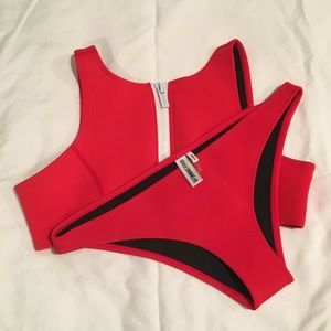 Neoprene zip-up bikini